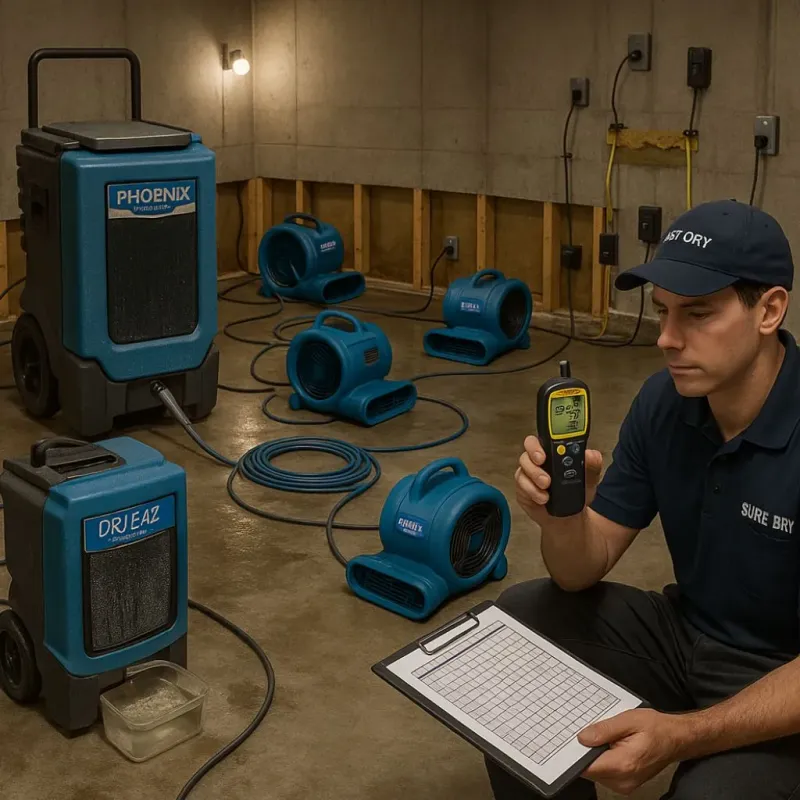 Structural Drying and Dehumidification process in Kernville, CA
